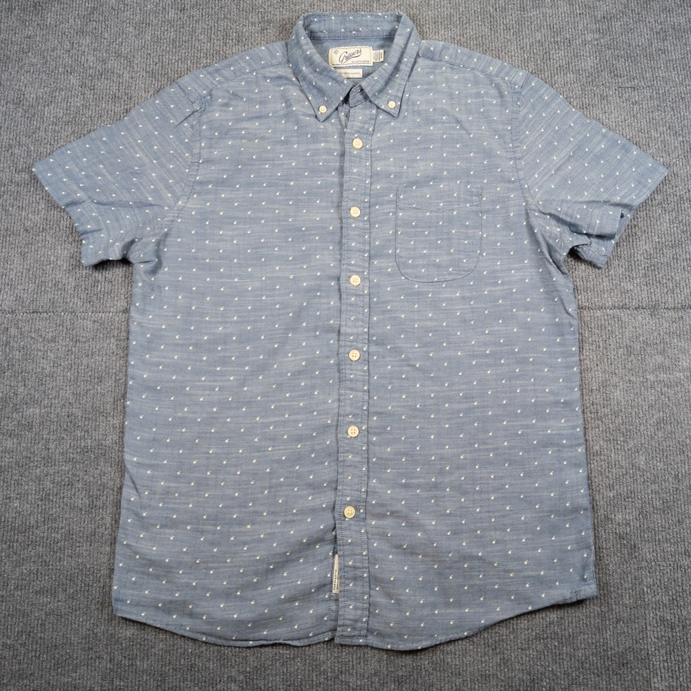 Grayers Shirt Mens M Apple Print Blue Button Down Short Sleeve